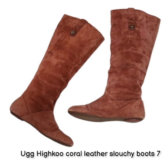 Ugg Highkoo coral leather slouchy boots 7 - Picture 7 of 16